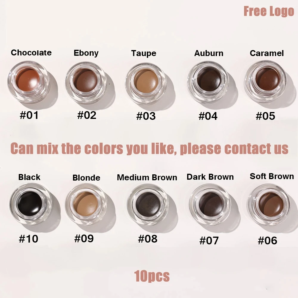 Impermeável Long Lasting Sobrancelha Gel, Cosméticos Enhancers Escova, Sombra Marrom Maquiagem, Private Label, Atacado, Personalizado Seu LOGOTIPO, 10Pcs