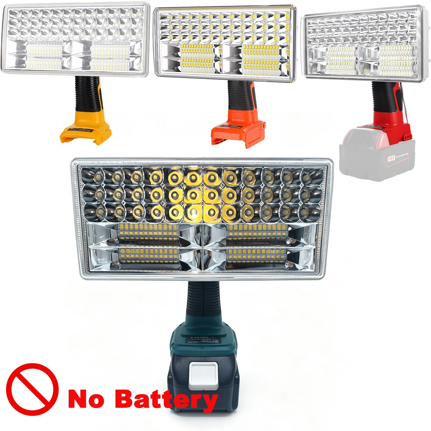 Portable LED Work Light For Makita/Dewalt/Milwuakee/Black and Decker 14.4 V-20 V Lithium Battery Cordless Flashlight