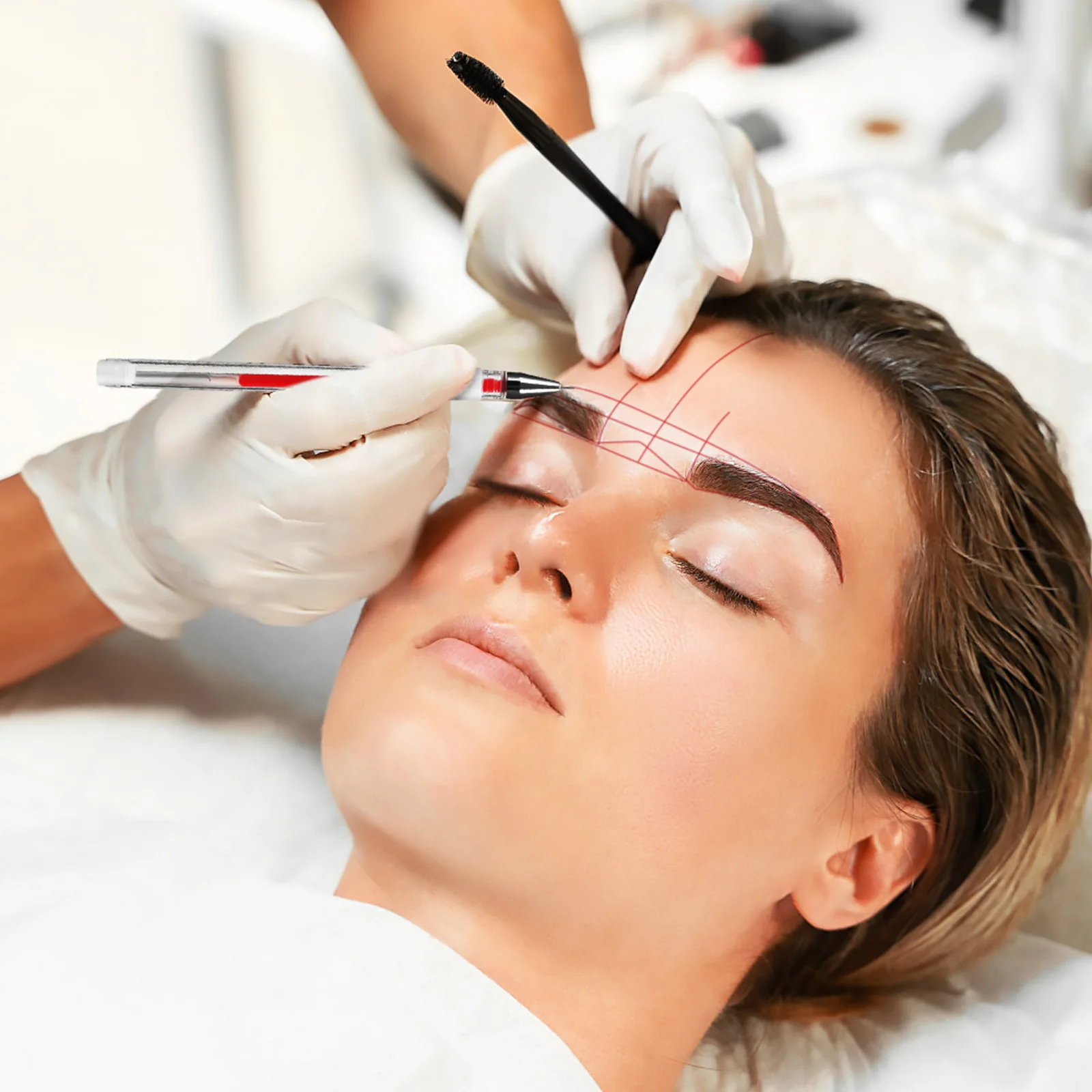 Caneta de microblading para sobrancelha, tatuagem para mapeamento, tatuagens à prova d'água, marcador de posição, plástico branco