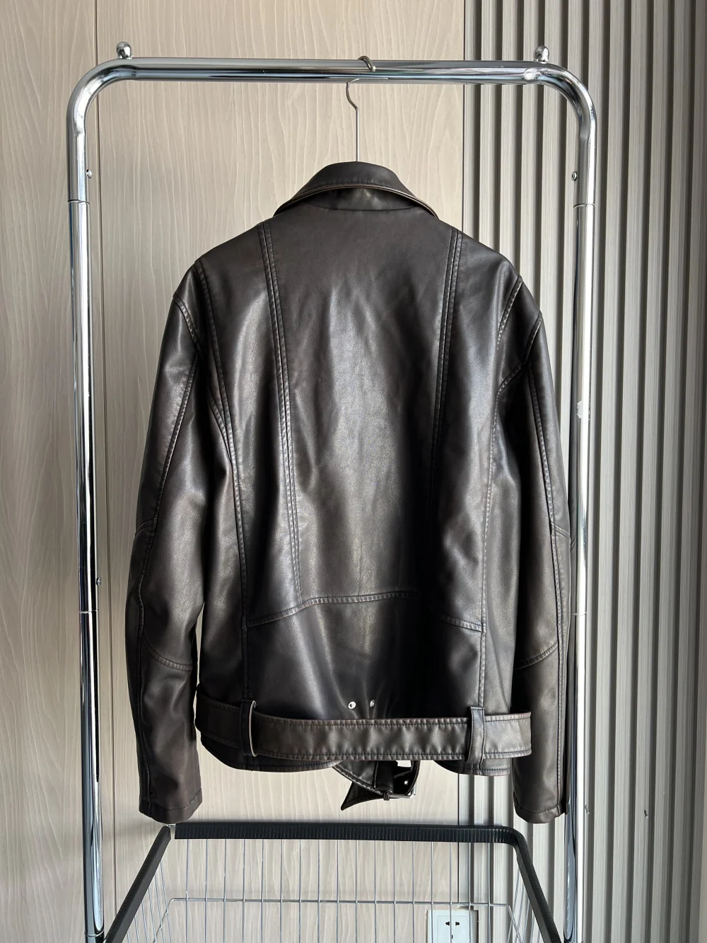 Biker Leather jacket 2024 new spring vintage Shuai Ruffian style lapel loose version of biker men\'s faux leather jacket