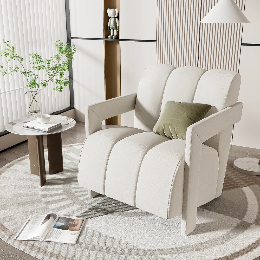 

26.3'' Modern Minimalist Leisure Armchair, Armchair with L-shaped Armrests and Polyester Fabric for Living Room