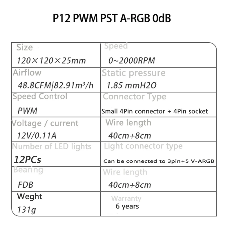 ARCTIC P12 PWM PST A-RGB 0dB Case Cooling Fan 120mm With Digital A-RGB 120mm CPU Cooler 2000RPM 12cm Fan RGB 5V 3PIN