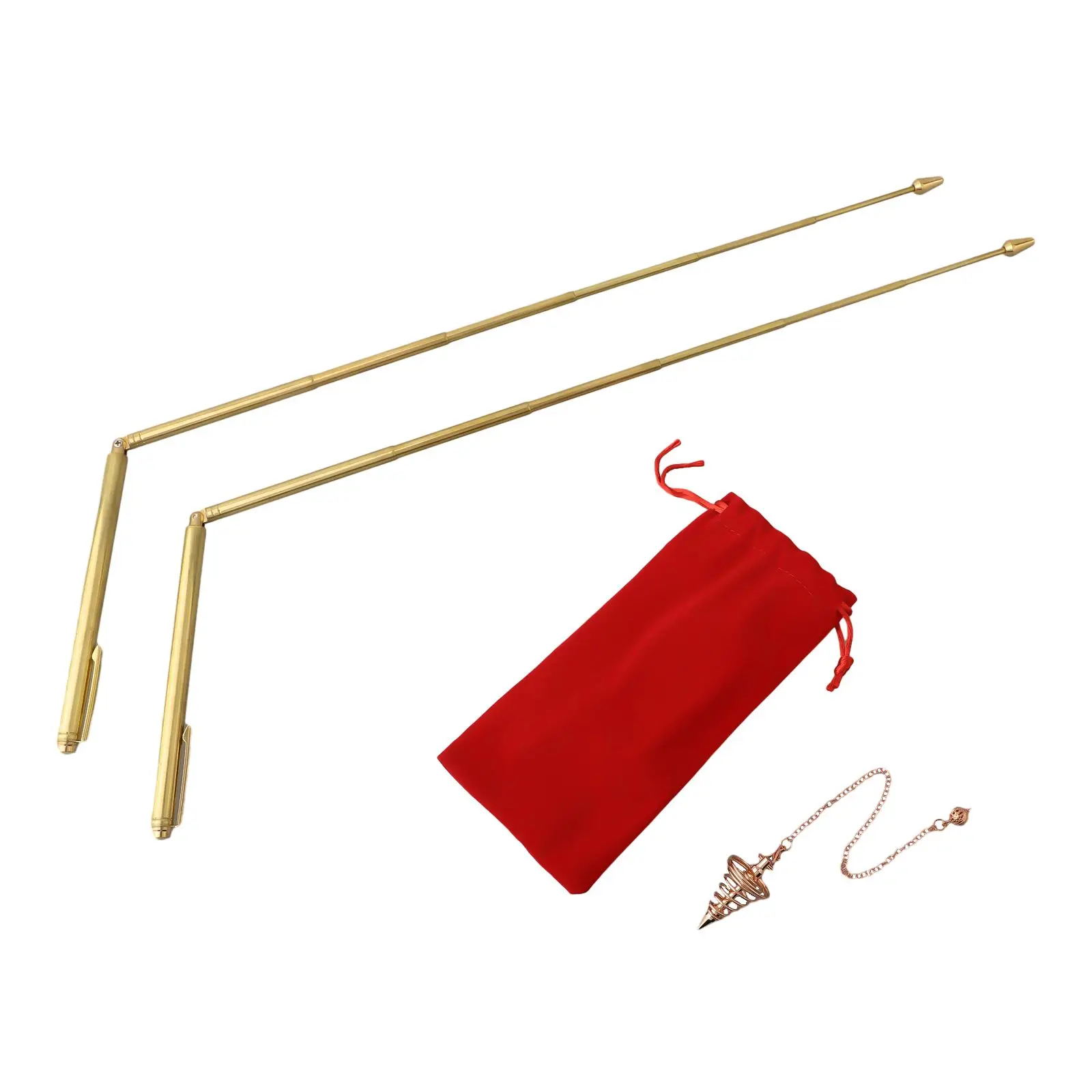 순수 구리 금속 탐지 막대 펜듈럼 펜던트 물과 용 점술 금 탐지 막대 보물찾기 도구 1세트