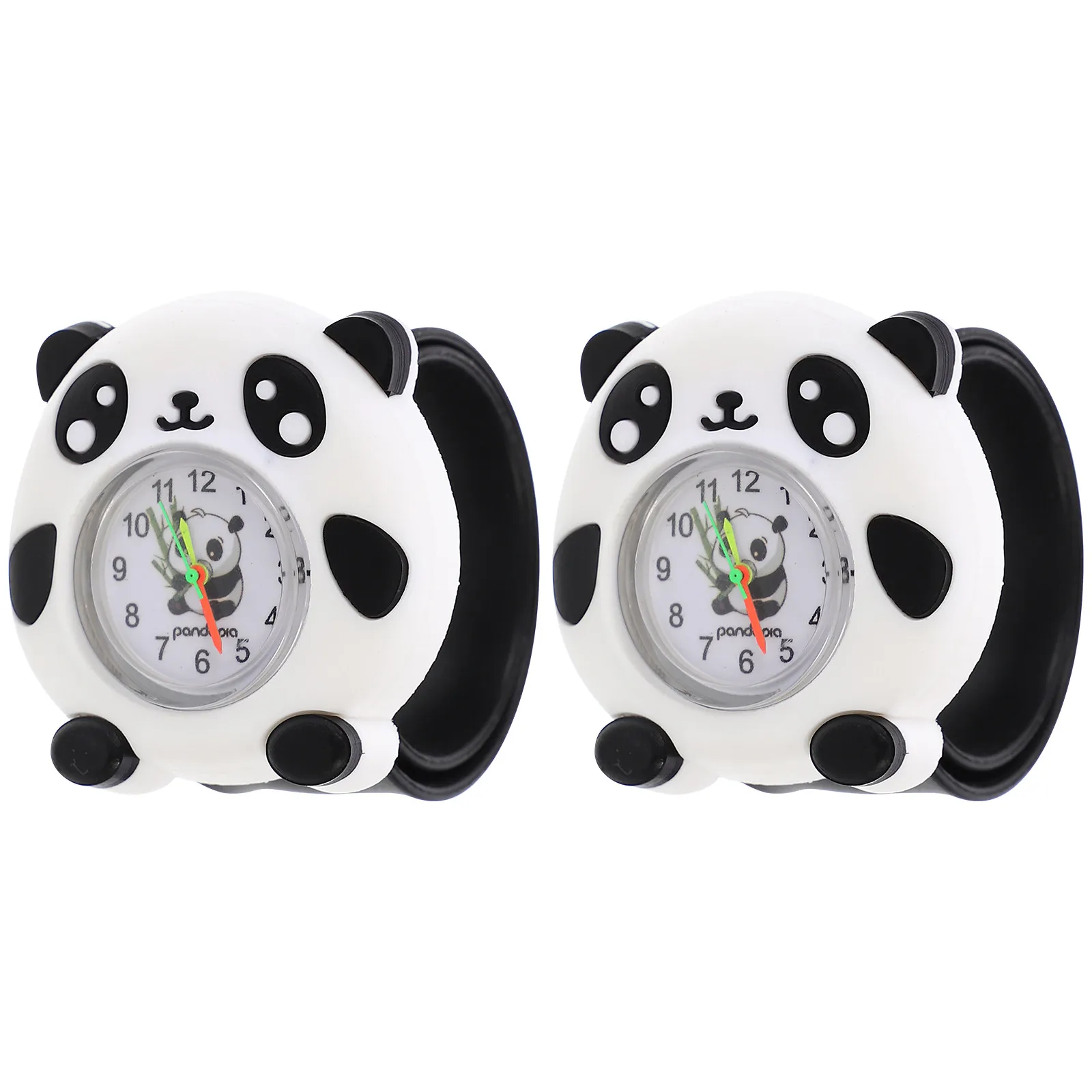 Panda Design Silicone Waterproof Kids Watch – 2pcs Bendable Learning Time Gift Wristwatch