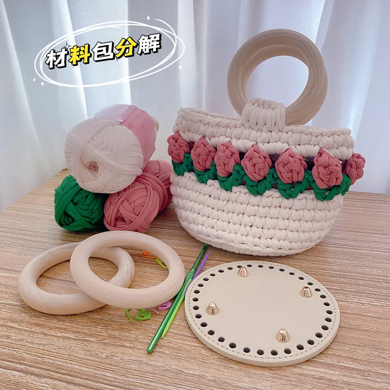 حقيبة توليب منسوجة يدويًا، حقيبة يد كروس، حقيبة مواد محلية الصنع، هدية المنتج النهائي للصديقات والصديقات #4