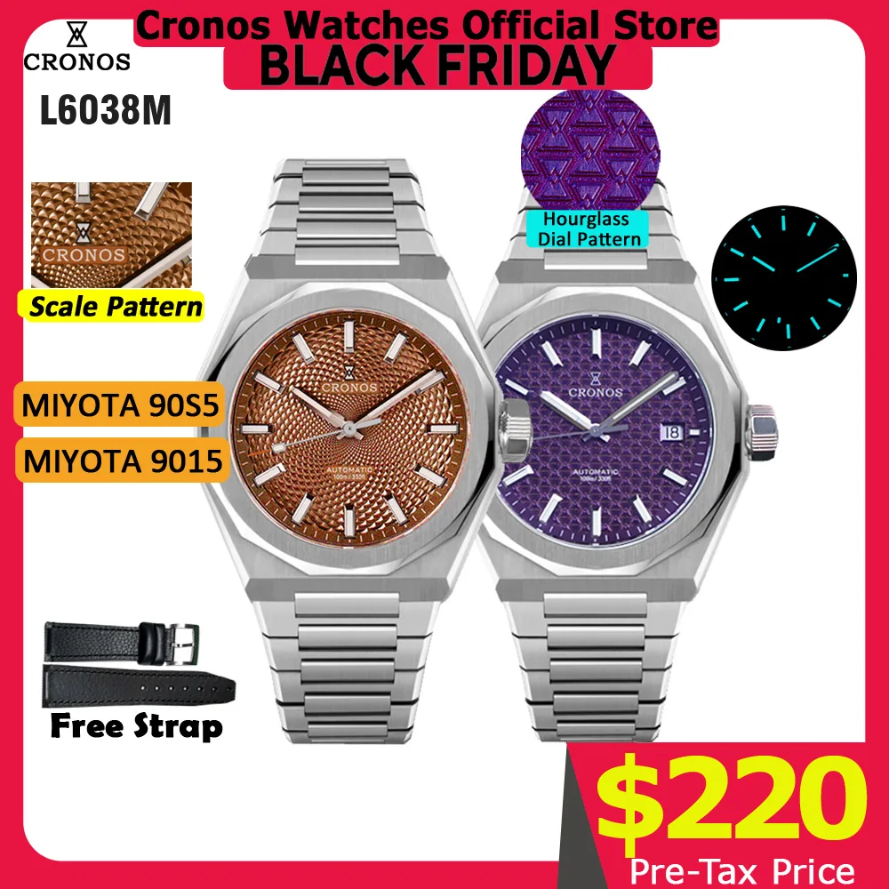Cronos Luxury Men’s Pattern Watch: A Detailed Review of the 39mm Automatic Miyota 90S5 with Scale Dial and Sapphire Crystal