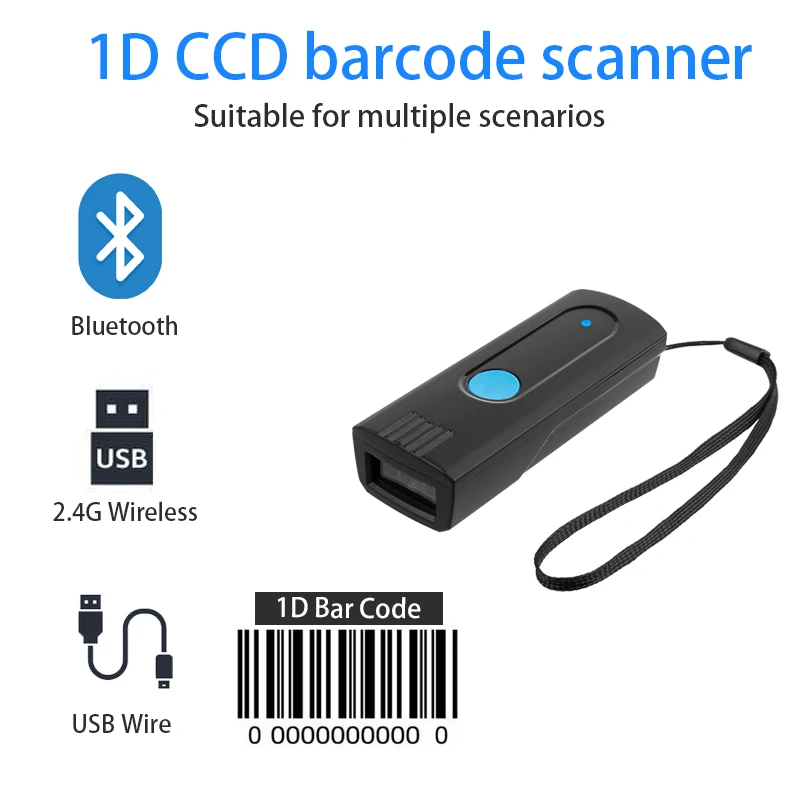 Imagem -03 - Mini Scanner de Código de Barras de Bolso sem Fio Bluetooth Carga Instantânea ou Modo de Armazenamento Suporte Opcional Ios Android Windows System