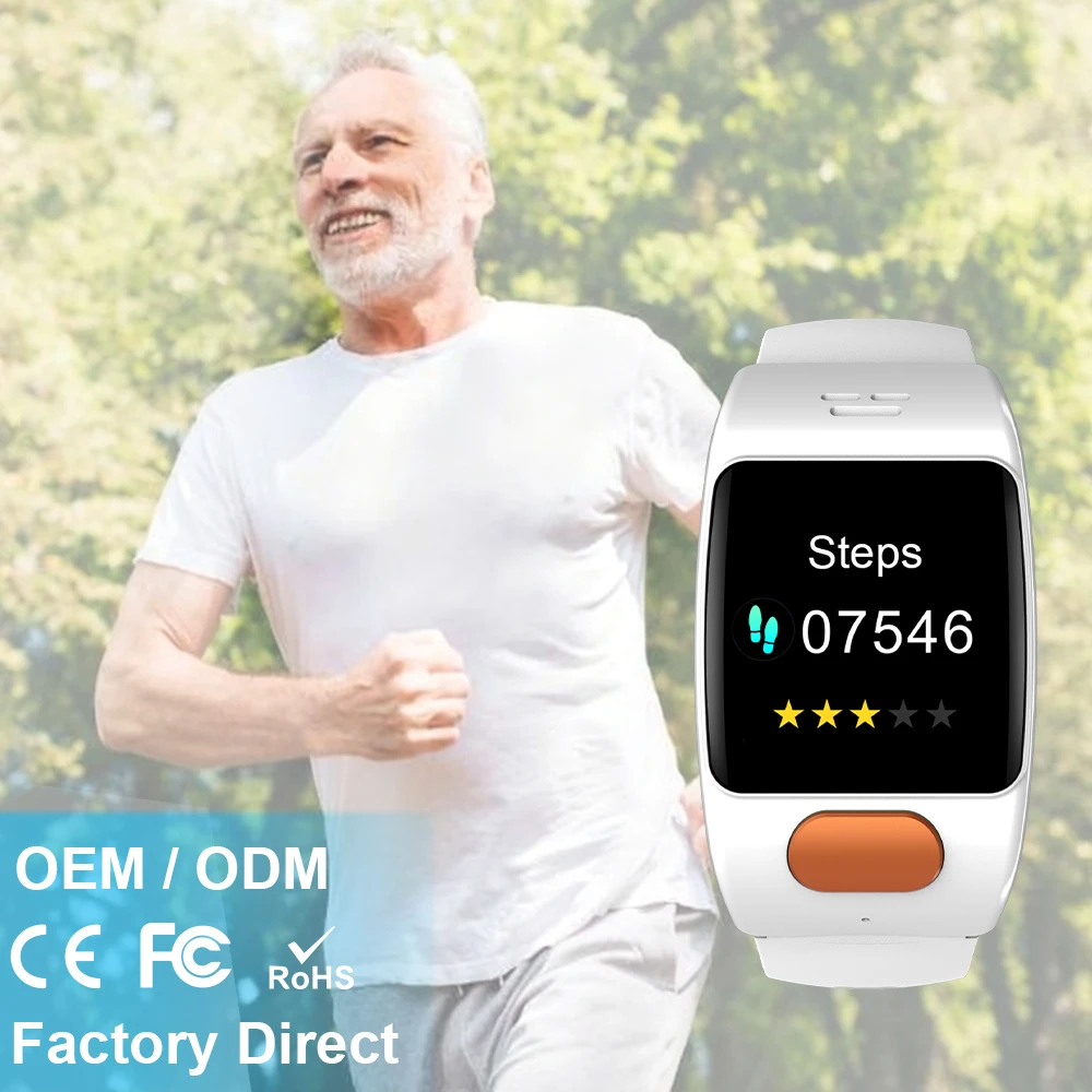 Seniors SOS Smart Watch GPS Smart Bracelet Elderly IP67 Waterproof Personal Locator 4G Wi-Fi Beacon Fall TFT Silicone Magnetic