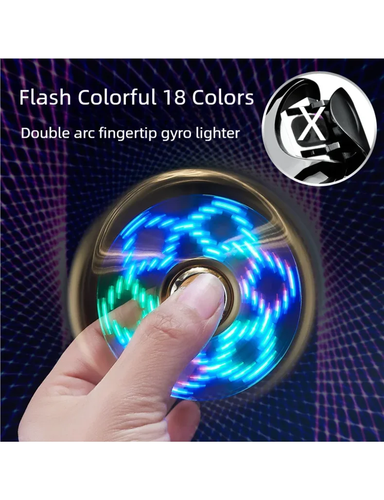 Double arc fingertip gyroscope USB charging lighter adult toy electronic cigarette lighter