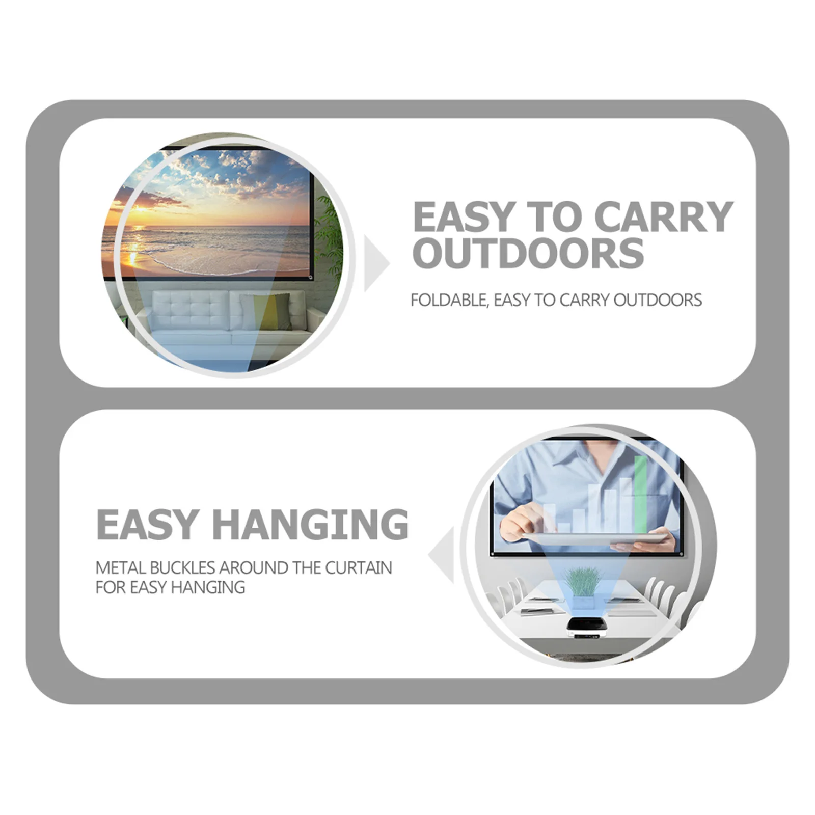 Écran de projecteur pliant Portable 60 pouces 16 9, écran de cinéma de Projection Compact en Polyester pour intérieur et extérieur pour le Camping