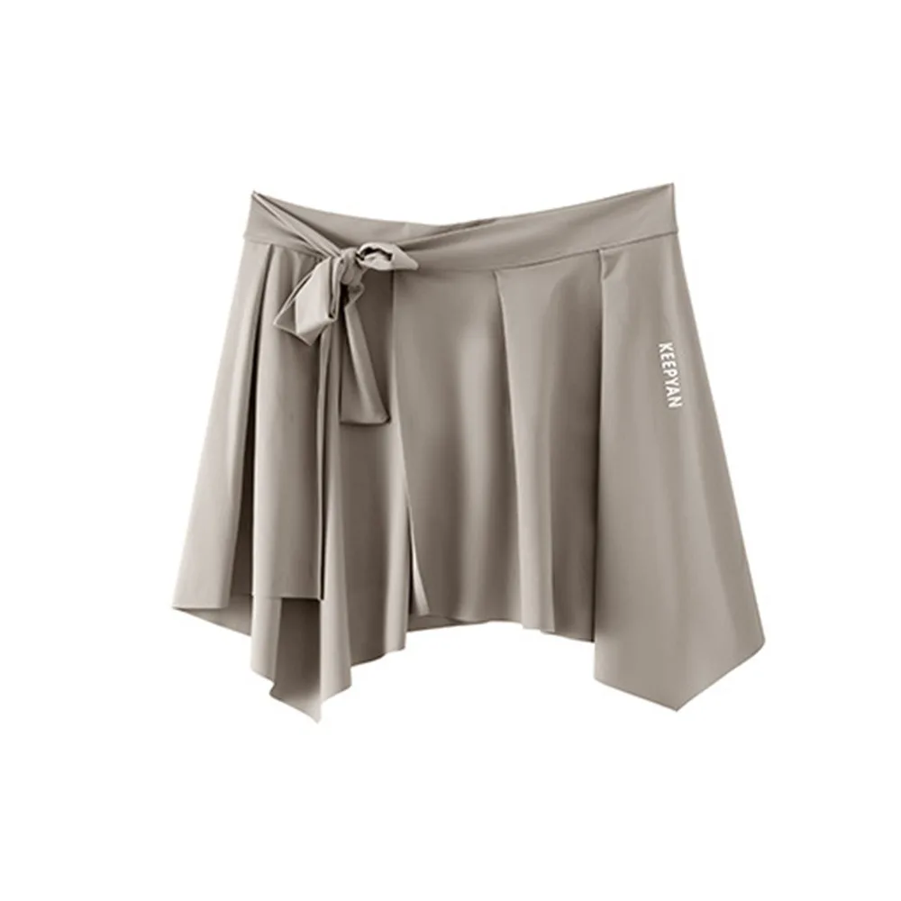 

Irregular Butt Curtain Quick Drying Anti-Exposure Women's Yoga Skirt Lace-up Elastic Waist Tie Up Cover Up Skirt Beach