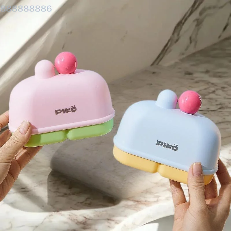 

1 шт., держатель для мыла на столешнице для ванной комнаты, контейнер для дома, милый мультяшный пластиковый двухслойный ящик для мыла с крышкой и дренажем