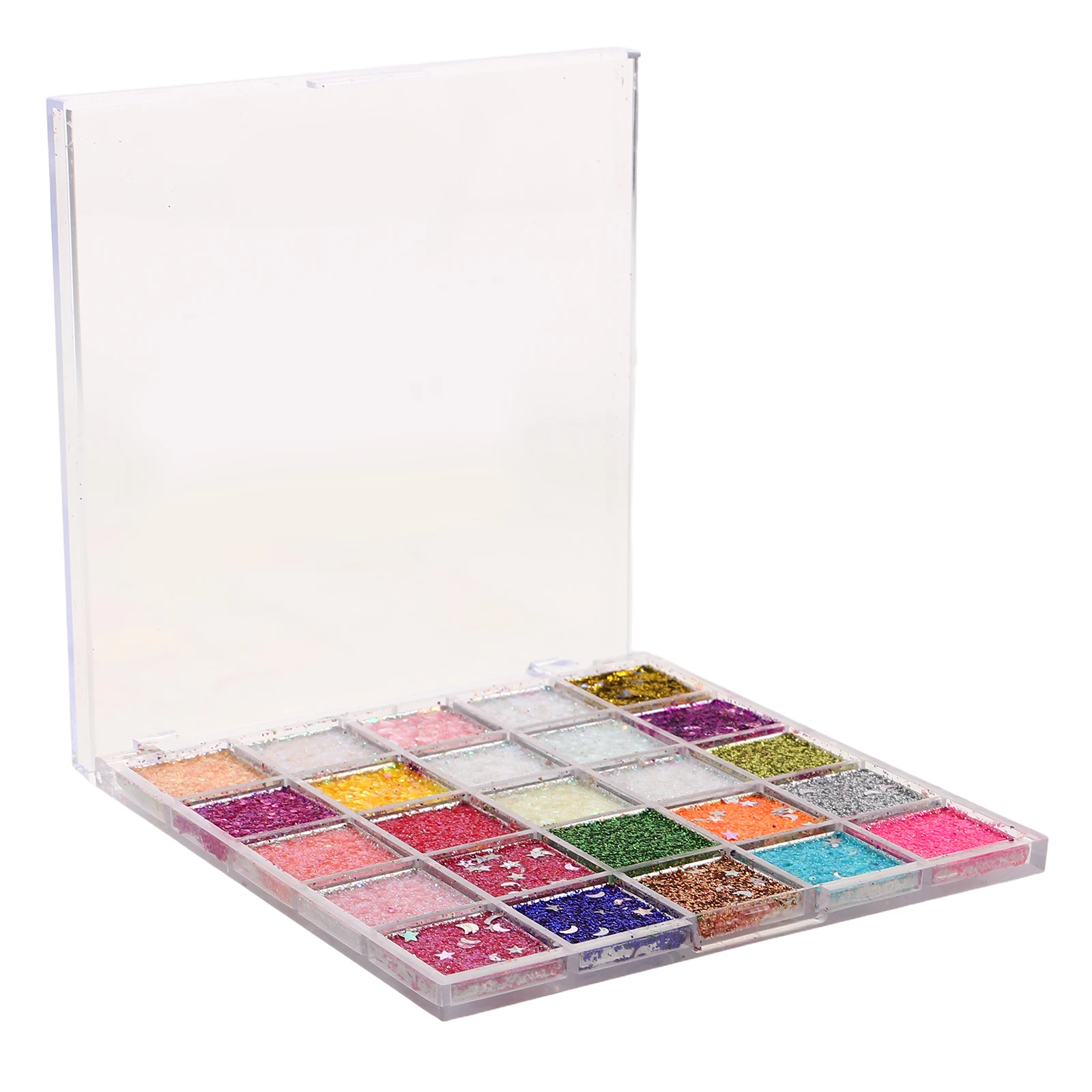 

18 Color Glitter Eyeshadow Palette Bright Shimmer Finish Fine Milled for Photo Shoots Stage Performance Long Wear Face Body