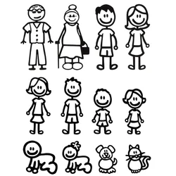 Happy Family Car Stickers Motorcycle Stickers Car Window Stickers Waterproof and Sunscreen Cover Scratches PVC 15*13cm
