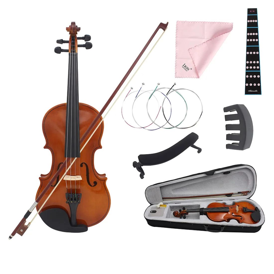 

IRIN Violin 1/8- 4/4 Full Size Maple Panel For Beginners Solid Violin Lovely Present Suitable Music Course Study With Parts