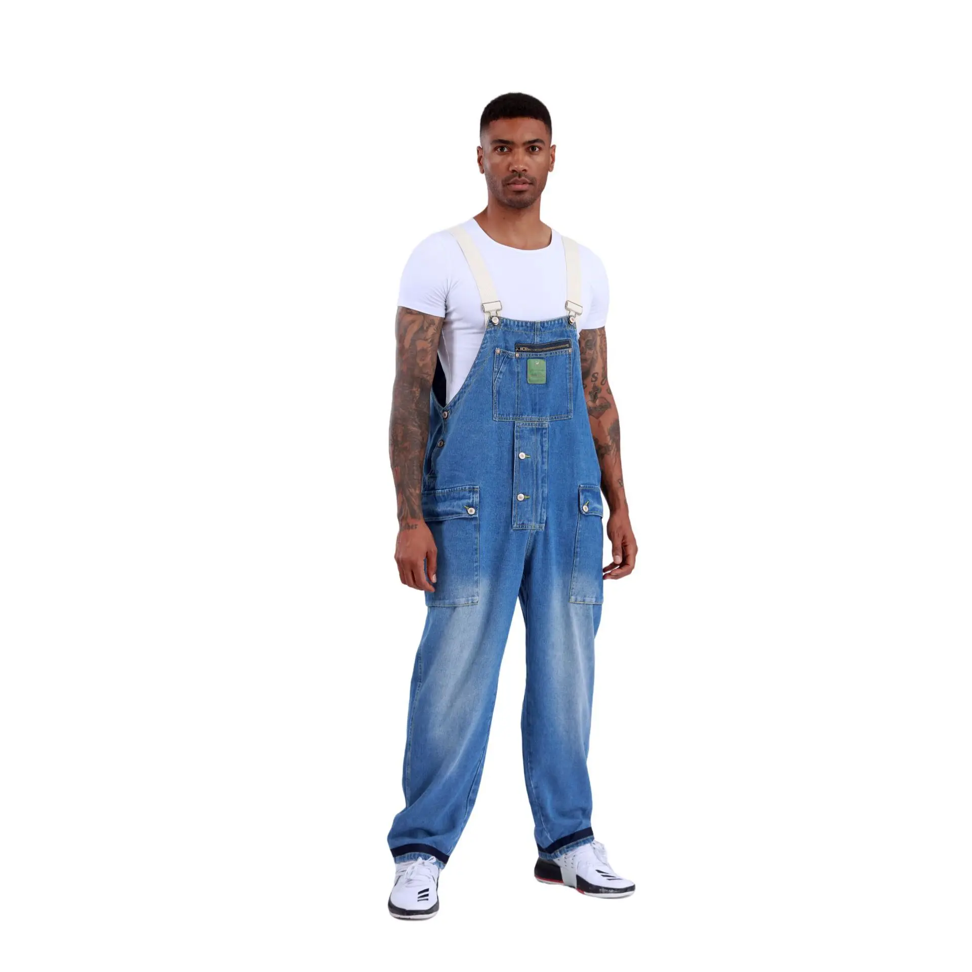 Uomo Nuova Salopette Jeans Tute alla caviglia Pantaloni cargo Tasche One Piece Vita alta Streetwear Denim impiombato lavato solido