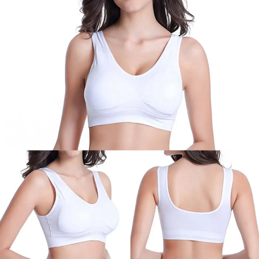 Seamless Mesh Women Bras Camisole Underwear Crop Top L XL XXL Black White Skin Pure Color Sports Gym Running Fitness Yoga