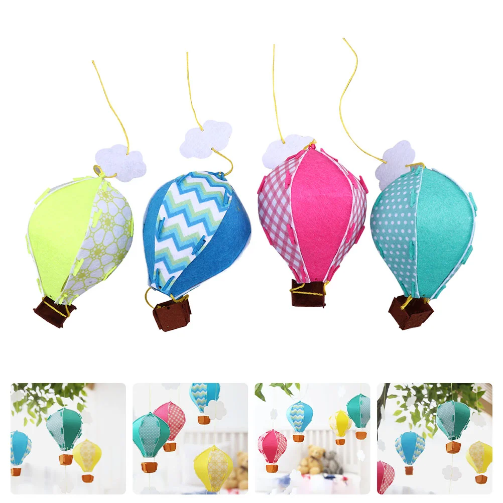 

4 Pcs Decor Three-dimensional Hot Air Balloon Scene Layout Garland Colored Banner Pendant Hangings Cloud