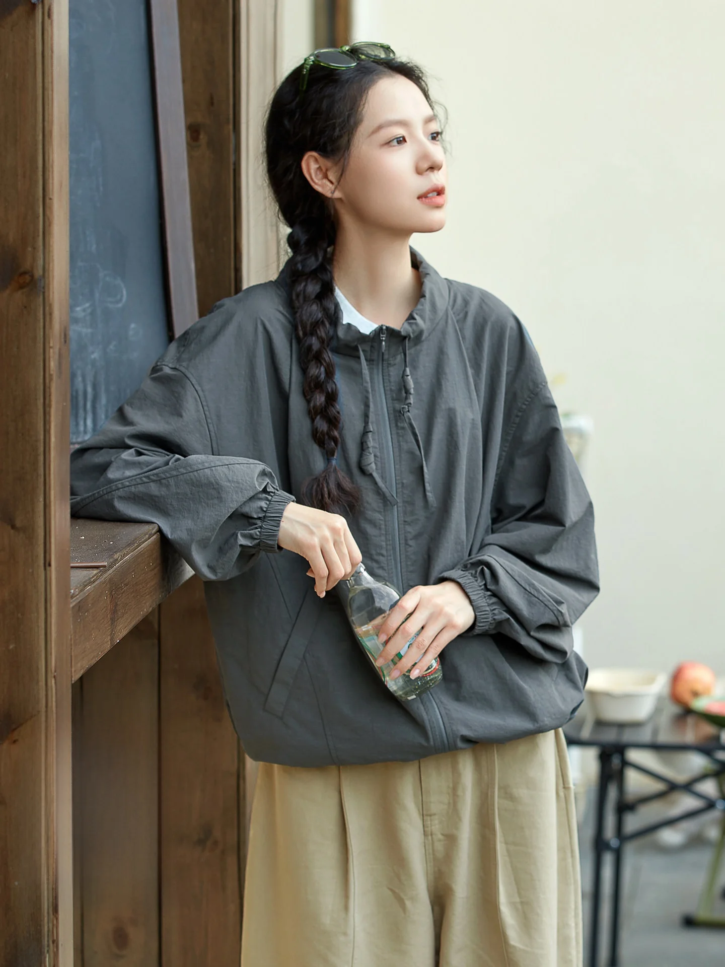 

Casual ey ort Lightweight Long Sve Women's Jaet Loose Fit Spring Outerwear Breathable Comfortable Nylon Cotton Blend