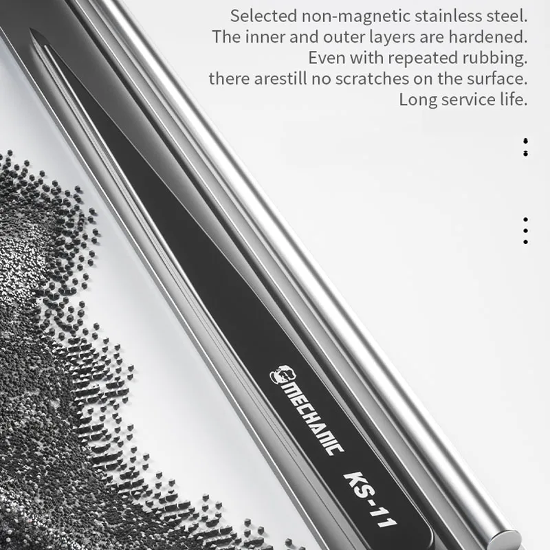 Imagem -05 - Mecânico Ks11 Mão Polido Fio de Salto Pinça Precisão Reparação do Telefone Manual Produção Ferramenta de Aperto Aço Inoxidável