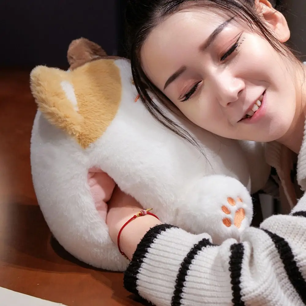 Comfort PP Cotton Calico Cat Smile with Hand Pocket White Cat Pillow Funny Plump Black Cat Home Decor