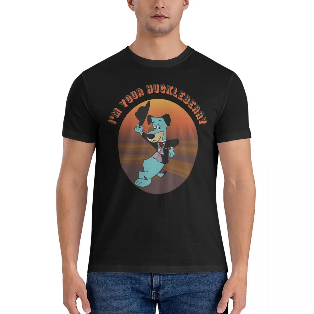 Das Hound Men T Shirts H-Huckleberry Hound Show Vintage Tee Shirt Short Sleeve Crew Neck T-Shirt Cotton Unique Tops