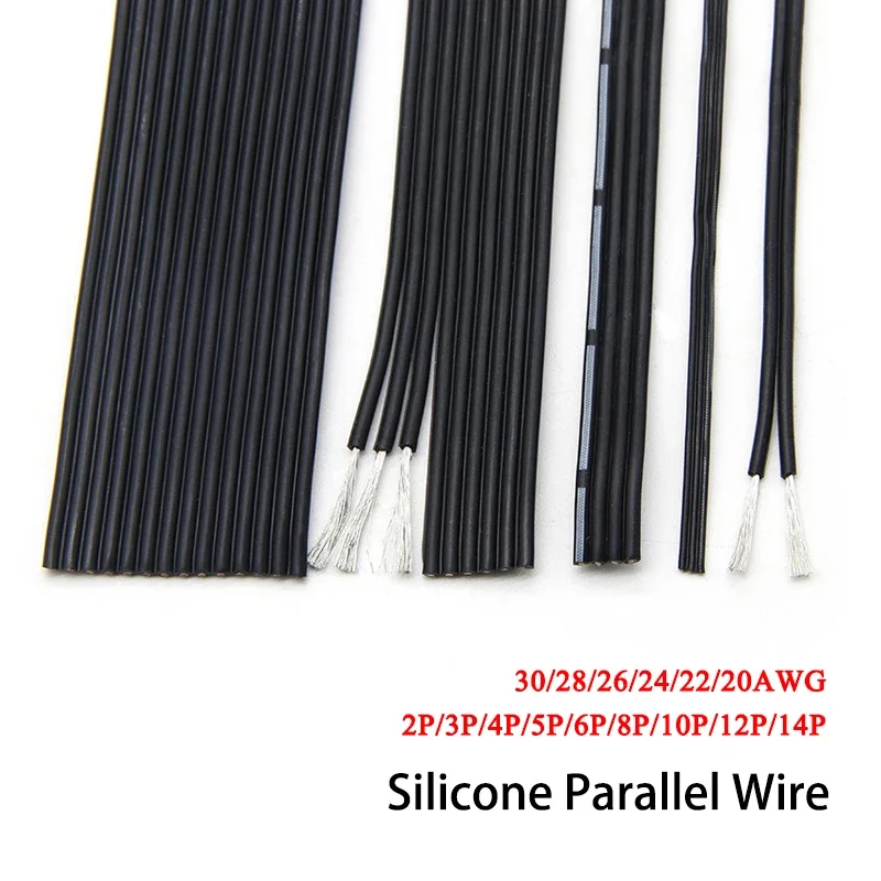 

2/5/10M Silicone Parallel Wire 2P 4P 6P 8P 14P Multi-core 30 28 26 24 22 20AWG High Temperature Resistant Fexible Copper Cable