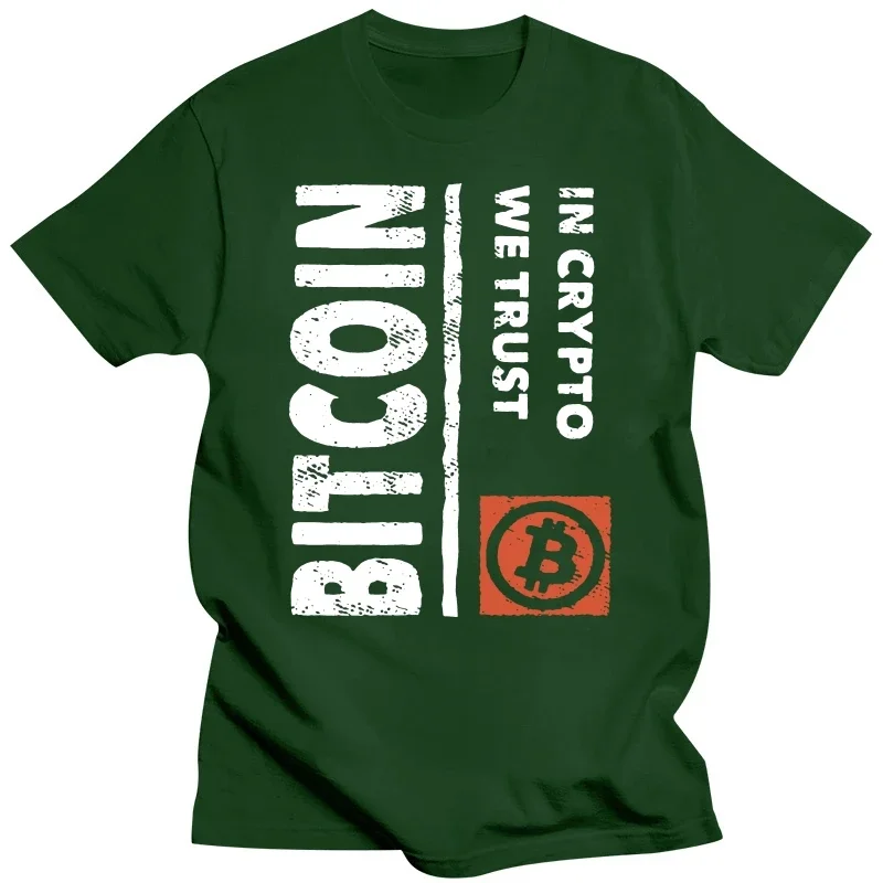 2025 نموذج جديد خمر الجرونج الرجعية في التشفير نحن نثق تي شيرت للرجال القطن الخالص تي شيرت قصير الأكمام BTC المحملة العملة المشفرة