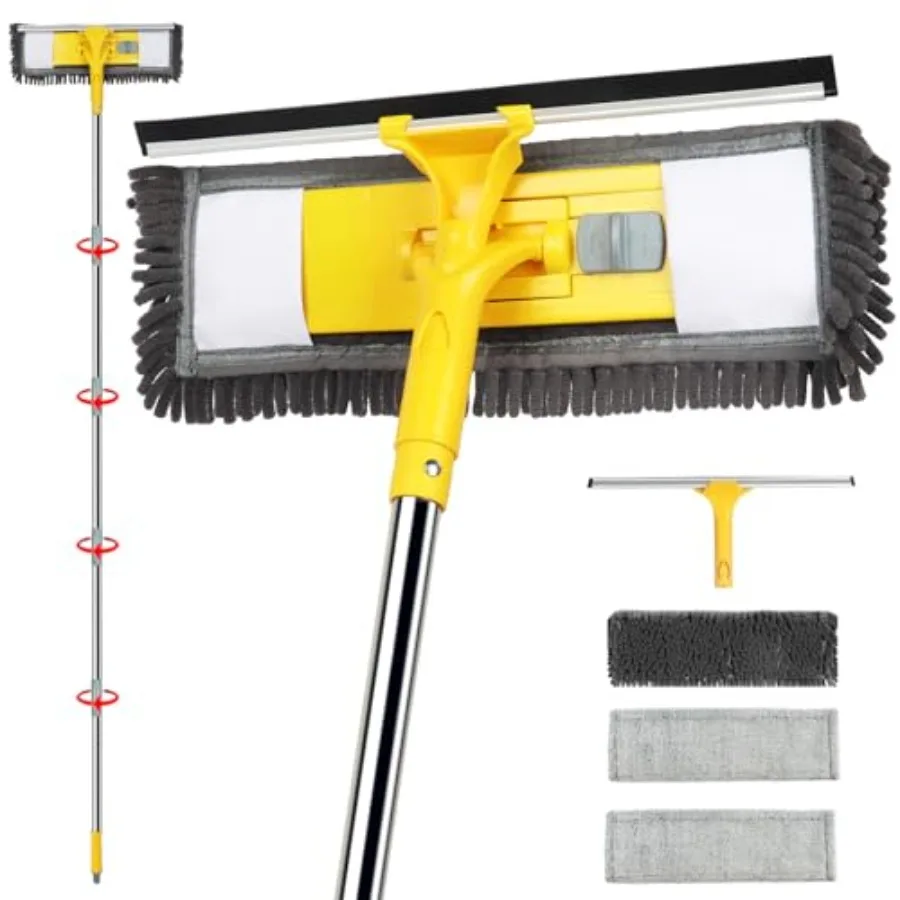 

81 Скребок для мытья окон с длинной ручкой и удлинителем 2 в 1, большой набор для мытья окон для высоких окон
