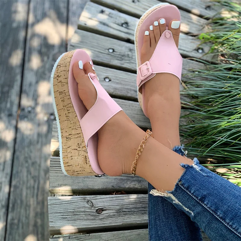 Women Platform High Heels Slippers  Female Clip Toe Flip Flops Shoes Wedges Sandals 2024 Summer Fashion New Slides Pumps Zapatos