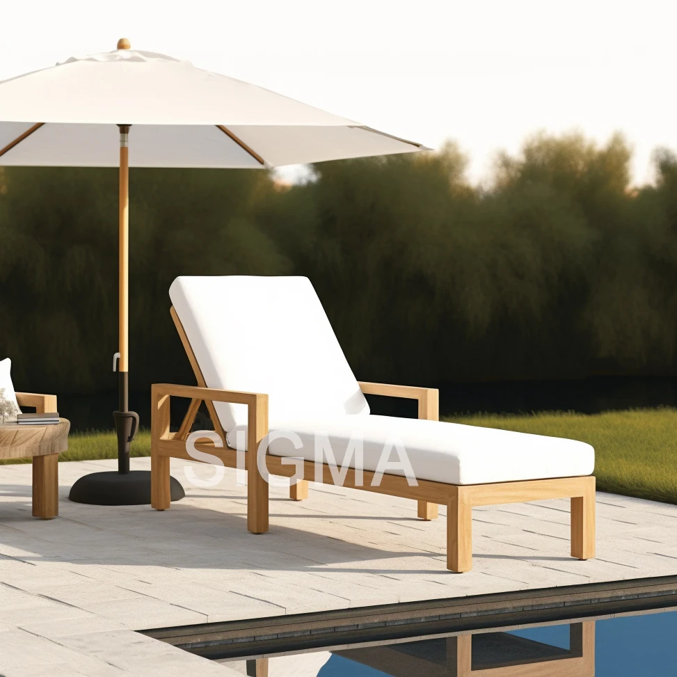 Modern Eco-Friendly Sigma Natural Teak Wood Outdoor Garden Sofa Set Durable Waterproof Cushions for Hotels Parks Living Room Use