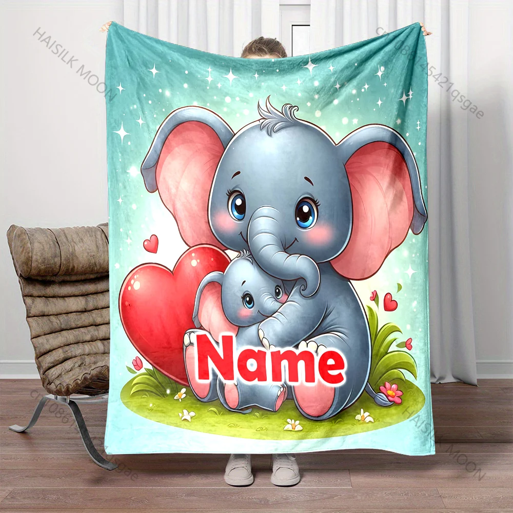 

Одеяло со слоном и мамой с мультяшным принтом, теплое мягкое одеяло для дивана-кровати, путешествия, кемпинга, пикника, детский подарок