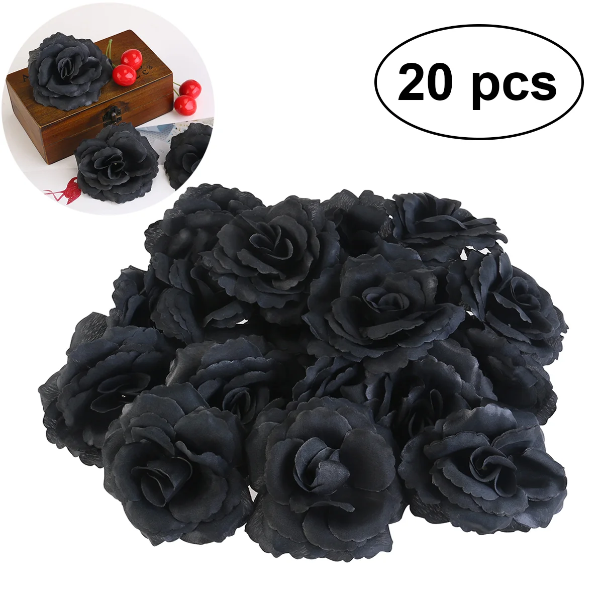 Decoration Rose Flower Roses Artificial Flowers Black Fake Silk for Hats DIY Decorate