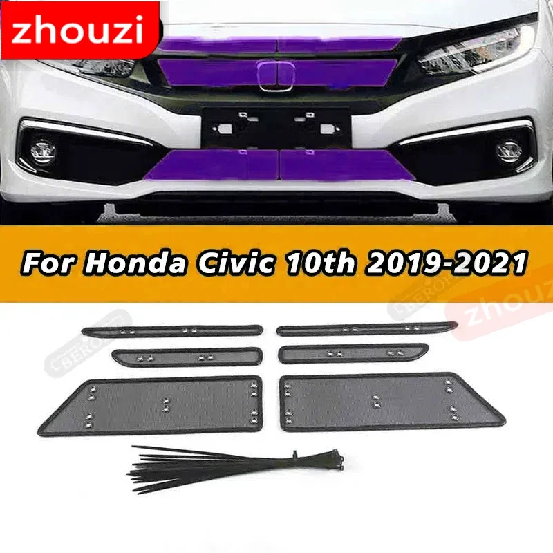 

Front Grille Insect Net Screening Insert Mesh Decoration Protection Cover Trim Auto Styling Fit For Honda Civic 10th 2019 2021