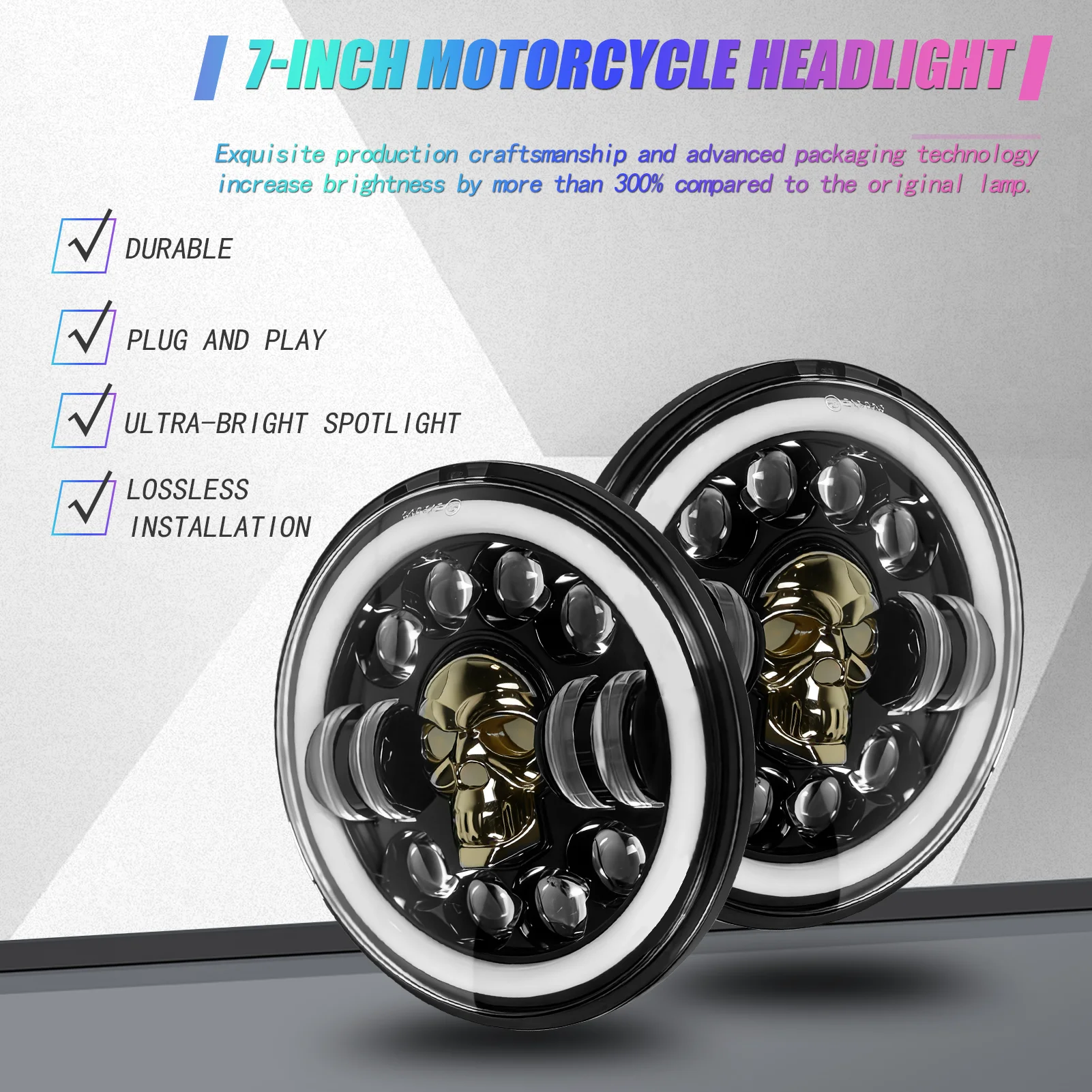 7 Inch Motorcycle Off Road Vehicle Led Headlight For JEEP Wrangler JK Harley Davidson Touring Road King Cafe Racer Bobber Yamaha