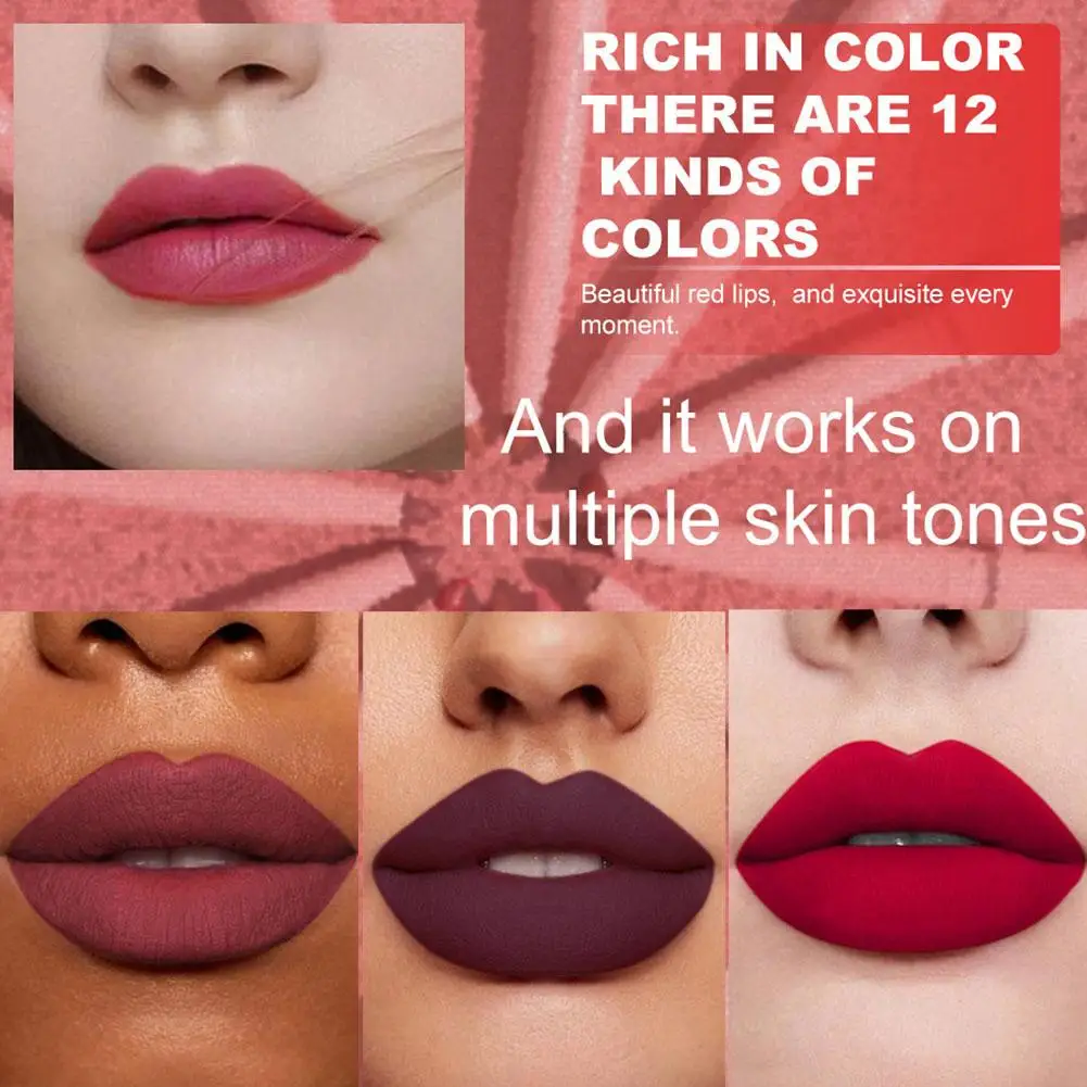 Lápiz labial de 6 colores delineador de labios lápiz labial mate de larga duración para maquillaje de labios de mujer brillo cosméticos para el cuidado de los labios Sexy K1U7