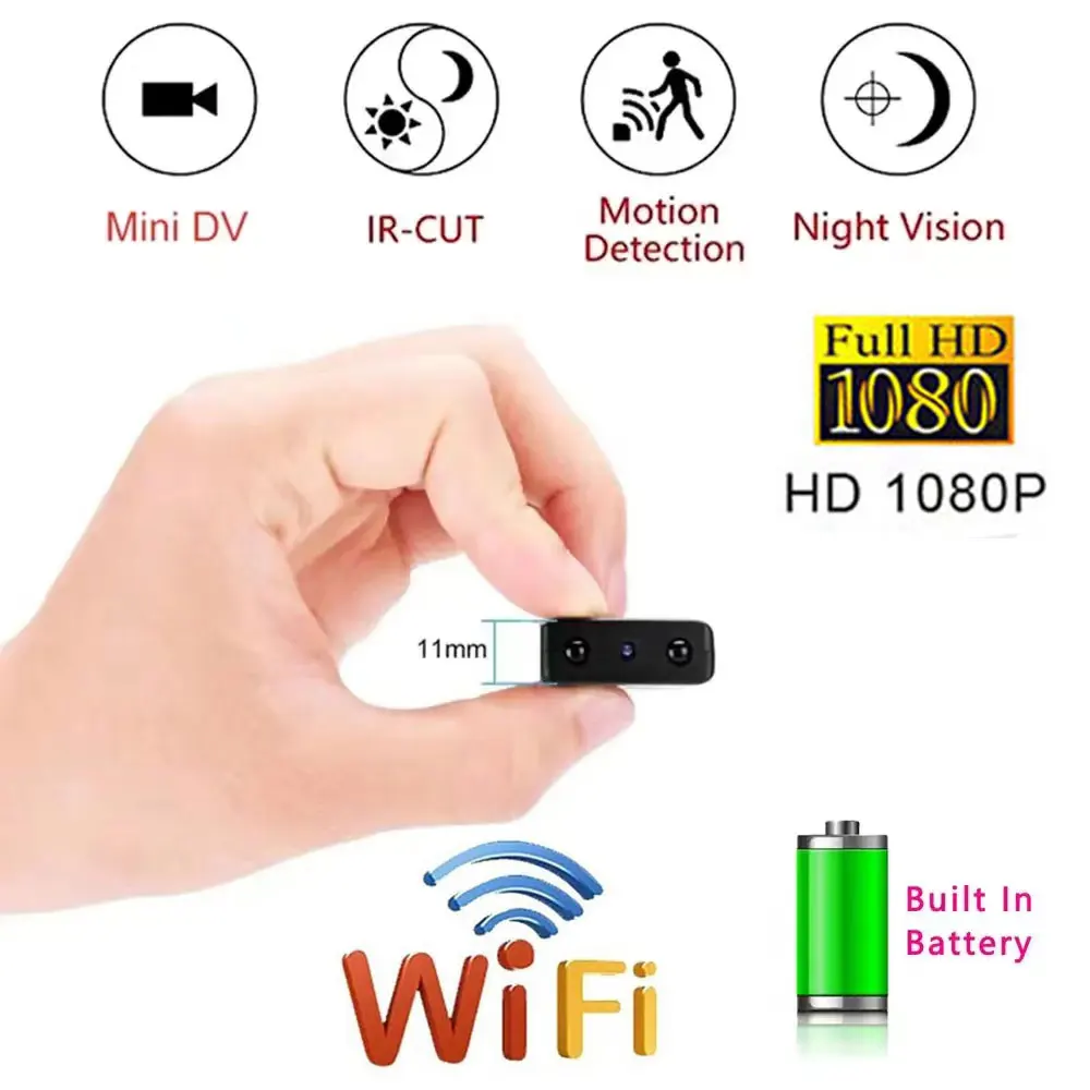 

Mini 1080P WIFI Camera Built-in Battery Home Security Camcorder Night Vision Cam Motion Detection Video Voice Recorder