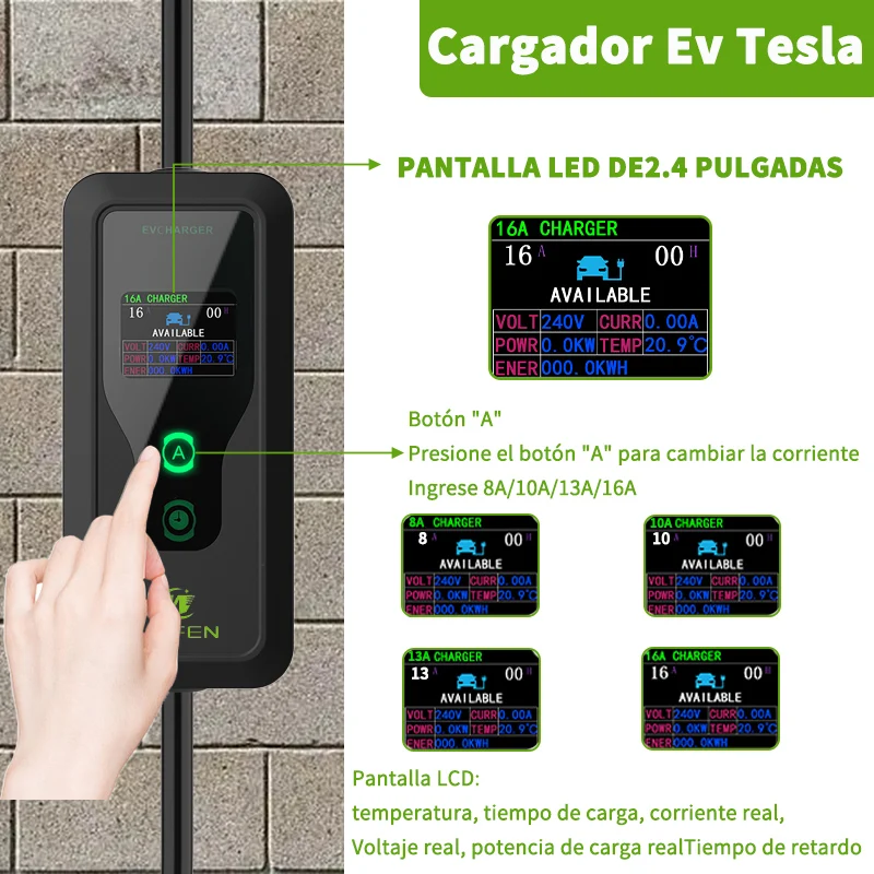 WUFEN Discount Home Tesla Ladegerät Tragbares Ladestapel 16A 1 Phase 110V EV Ladegerät NACS/TPC 3,5 kW Tesla Modell 3 y s x Autoladegerät