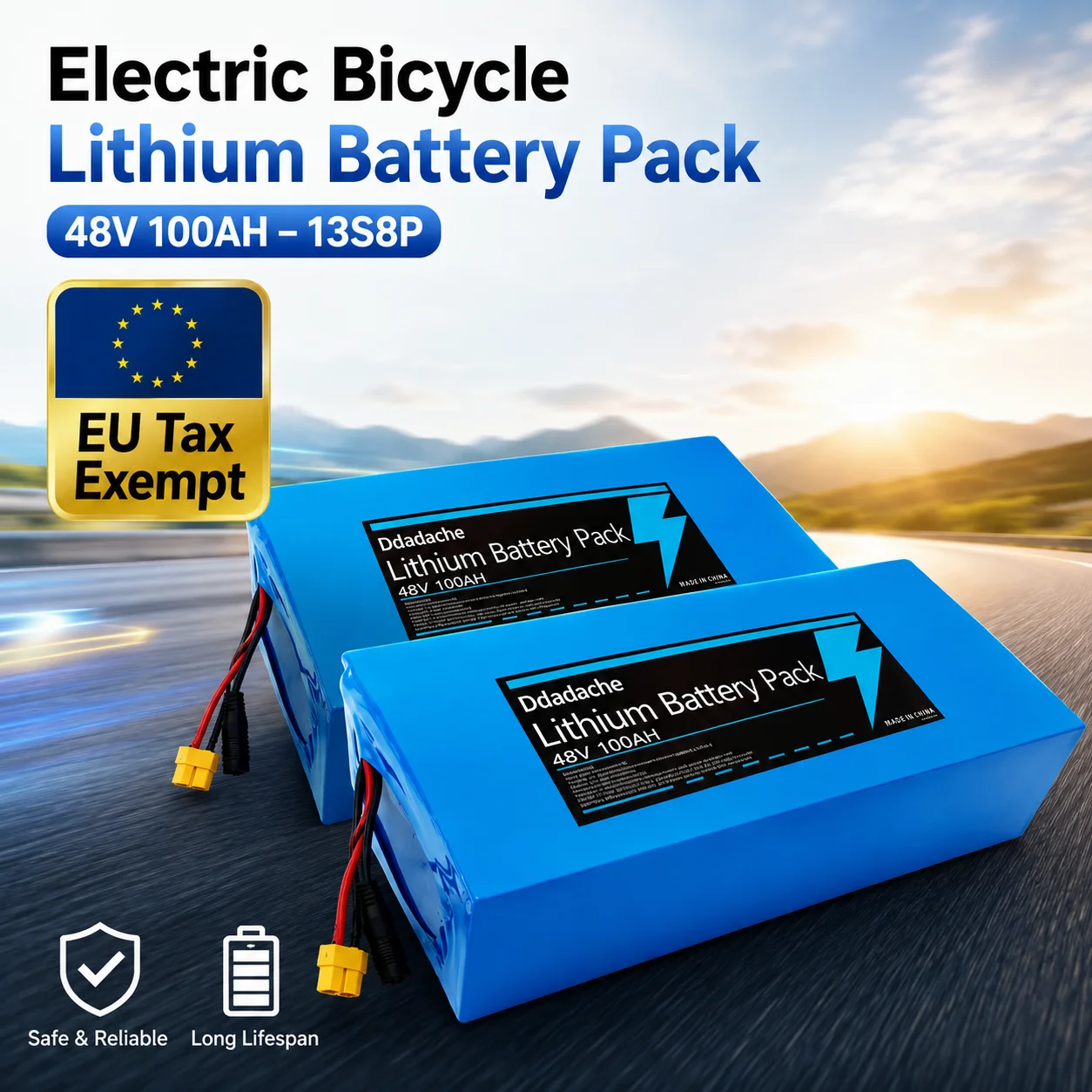 Pack de batteries au lithium d'origine 48V 100Ah 13S8P avec BMS 50A intégré, haute performance, 2000W, pour scooter Citycoco