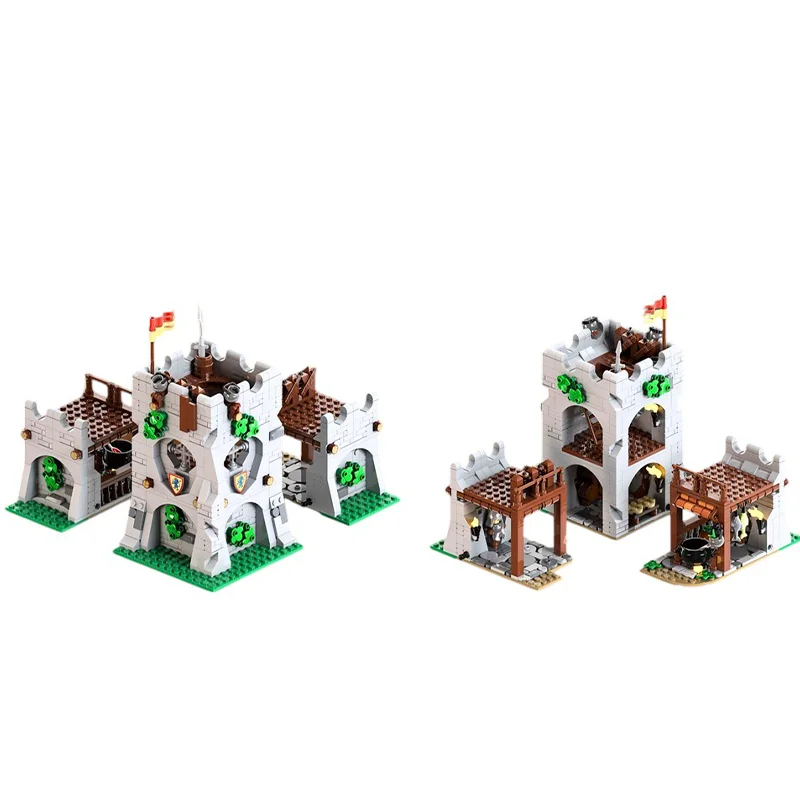 MOC Model budynku średniowieczny zamek seria DIY montaż rzeźniczy kąt klocki zabawki dla dzieci prezent na boże narodzenie