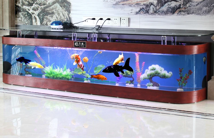 European style aquarium,creative ecological glass living room, medium-sized large floor to ceiling fish tank without replacement