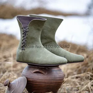 Bota de couro PU de meia idade, sapatos masculinos, bandagem renascentista vitoriana larp, cavaleiro medieval cosplay, festa de carnaval 8 principais vendas botas mulher maravilha - №3