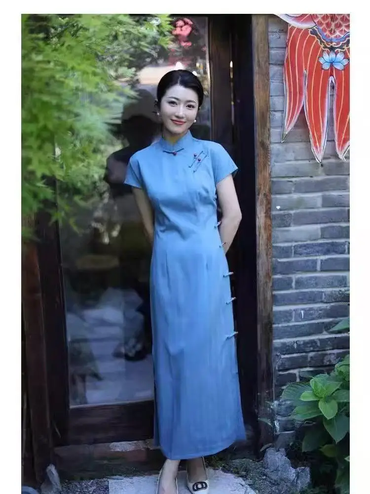 

New 2026 Vintage Loose Qi Pao Elegant Women Traditional Cheongsam Dress Folk Style Traditional Chinese Qipao Elegant Party Dress