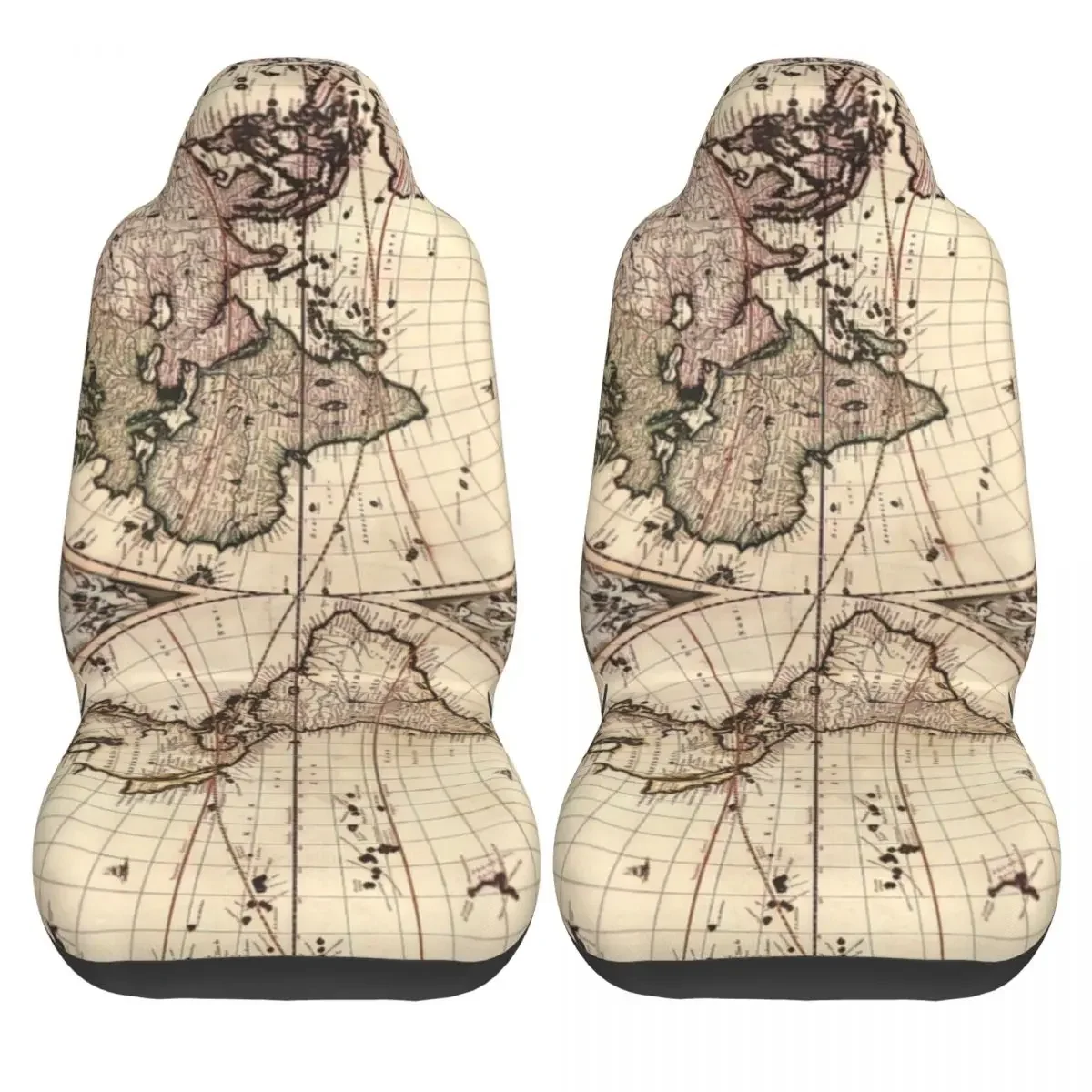 Map Of The World Car Seat Cover Custom Printing Universal Front Protector Accessories Cushion Set