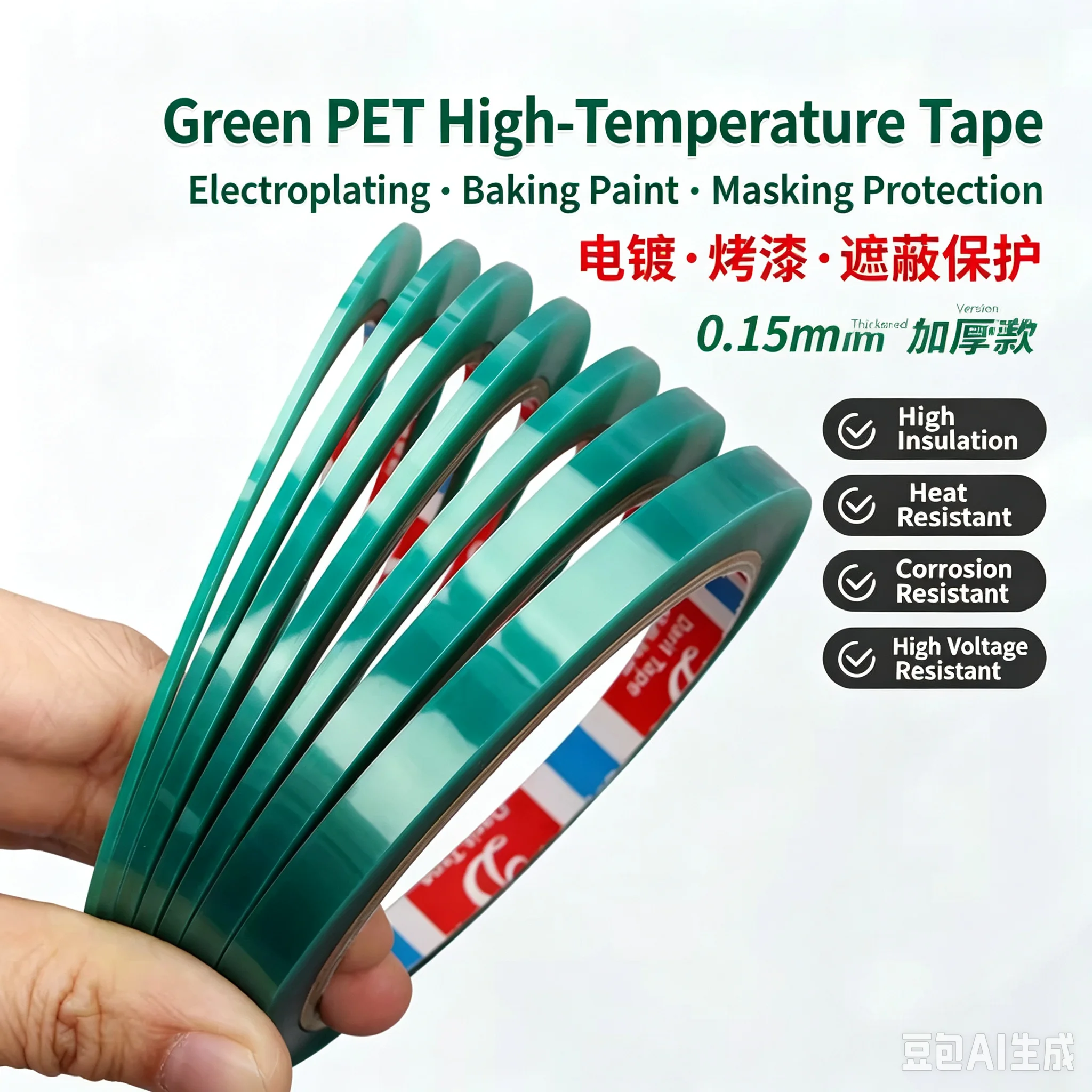 Green PET High-Temperature Tape Thickened 20 Meters 1mm to 3mm Ultra-thin Masking Tapes all 4 sizes for Tool Kit Hobby DIY