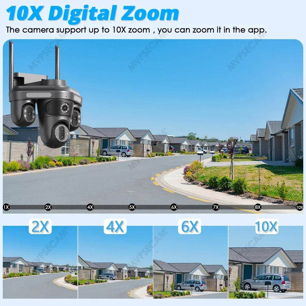 16MP 8K Ultra HD Outdoor Security Camera 10X Smart Zoom PTZ&AI Motion Tracking WiFi Wireless Surveillance Starlight Night Vision