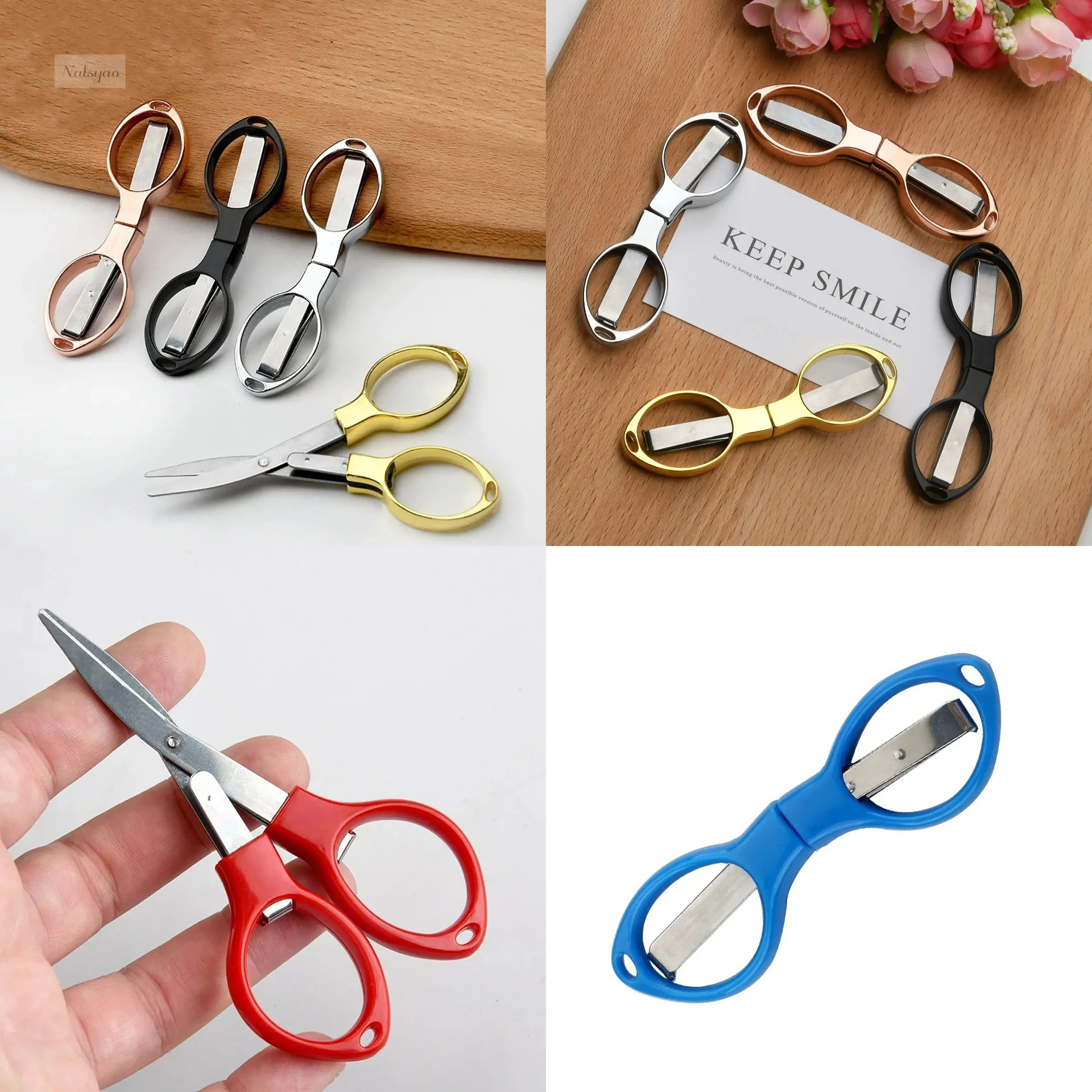 1PC Portable Folding Scissors Carbon Steel Sharp Blade Line Cutting Tool Mini Hand Sewing Craft Multifunctional Pocket Scissors