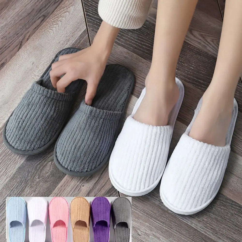 3 Pairs Hotel Travel Disposable Slippers Winter Warm House Spa Slippers Men Women High Quality Nonslip Home Slippers Guest Use