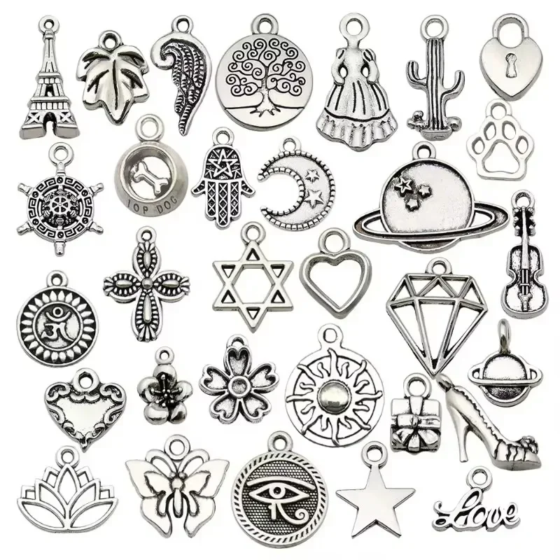 30/300 قطعة مختلطة خمر معدن الفضة الحيوان الطيور سحر الخرز سوار ذاتي الصنع قلادة Neacklace اكسسوارات صنع المجوهرات العثور