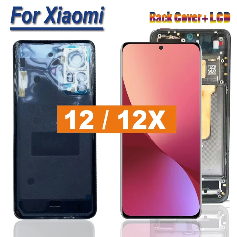 Original LCD for Xiaomi 12 Mi 12 Touch Screen Mi12 2201123G 2201123C Amoled Display Mi 12X Mi12X 2112123AC with Back Cover